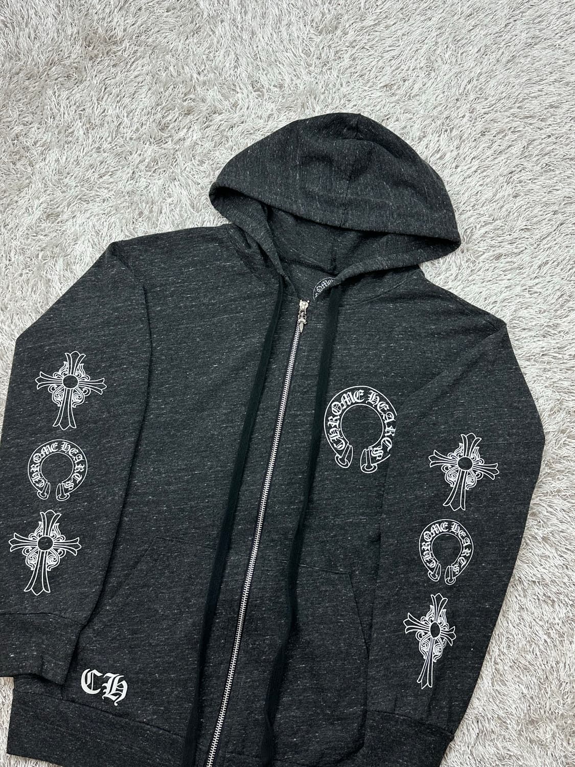 [L] 정품 크롬하츠 멀티로고 집업 후드 그레이 상품이미지1