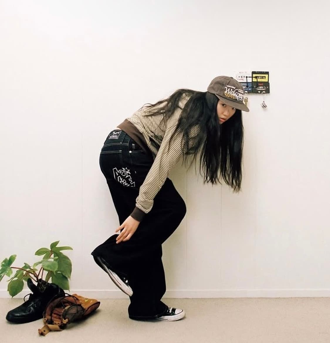 aeae 후디 집업 카키 스트라이프 상품이미지3