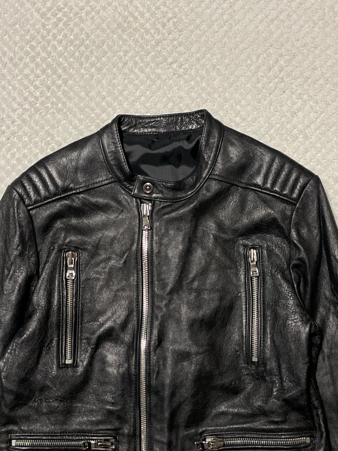 웨스턴 무드 이태리 램스킨 양가죽 바이커 레더 자켓 상품이미지4