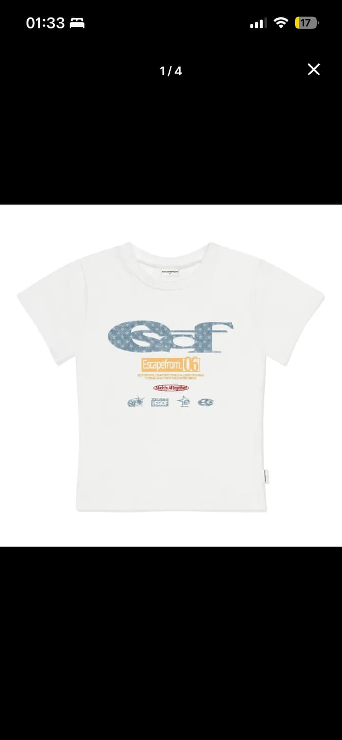 ESCF 로고 콜라주 프린트 슬림핏 반팔티 상품이미지1