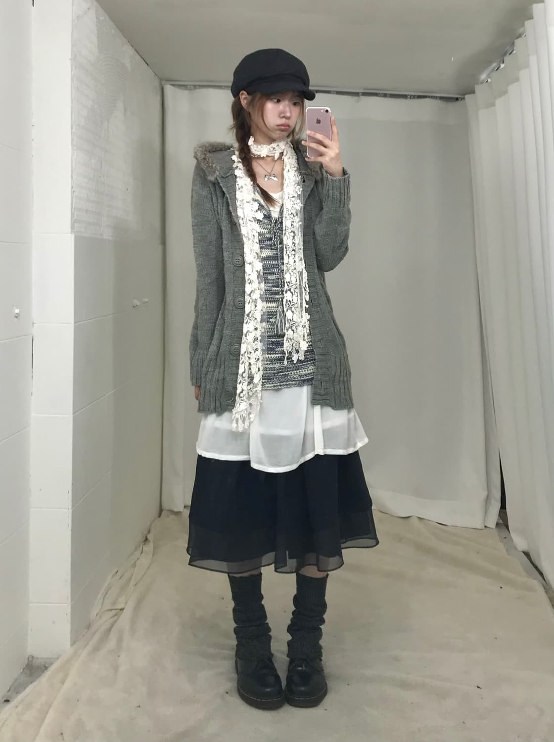 빈티지 그레이 블루 입문 히피 모리 코디 세트 상품이미지2