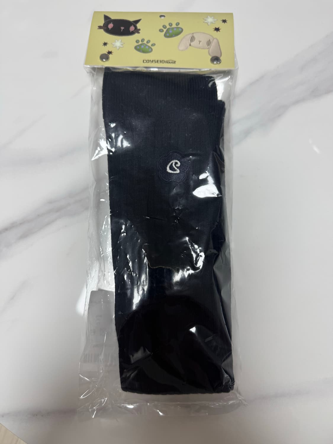 코이세이오 COYSEIO 플라워 로고 니삭스 블랙 상품이미지3