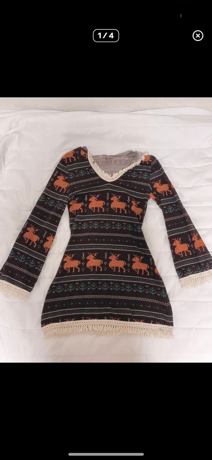 모리걸 노르딕 패턴 니트 원피스 빈티지 바선생 일본 하구미 상품이미지1