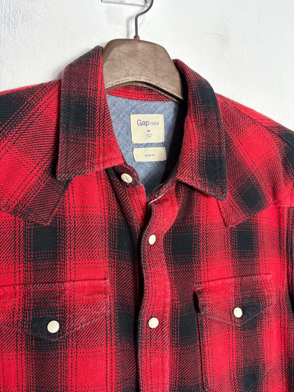 갭 웨스턴 레드 체크 헤비 코튼 셔츠 상품이미지3