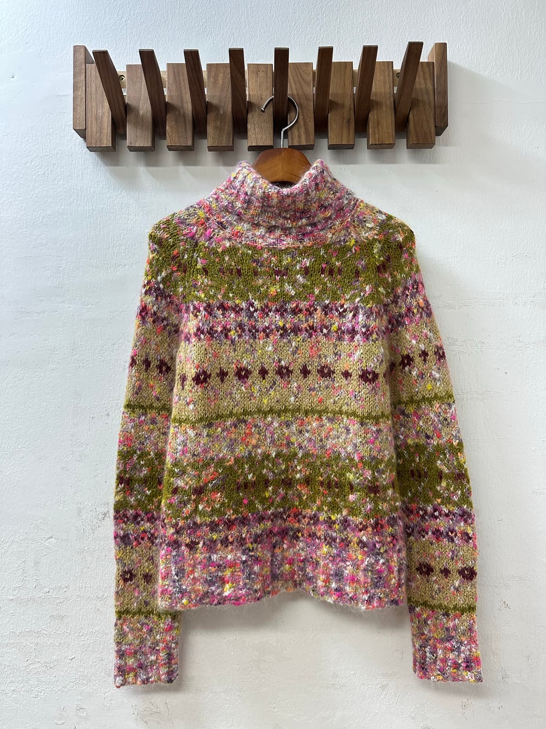 완전에이스✨일본빈티지 모헤어 믹스 멀티 컬러 니트 하이넥 스웨터 니트 상품이미지1