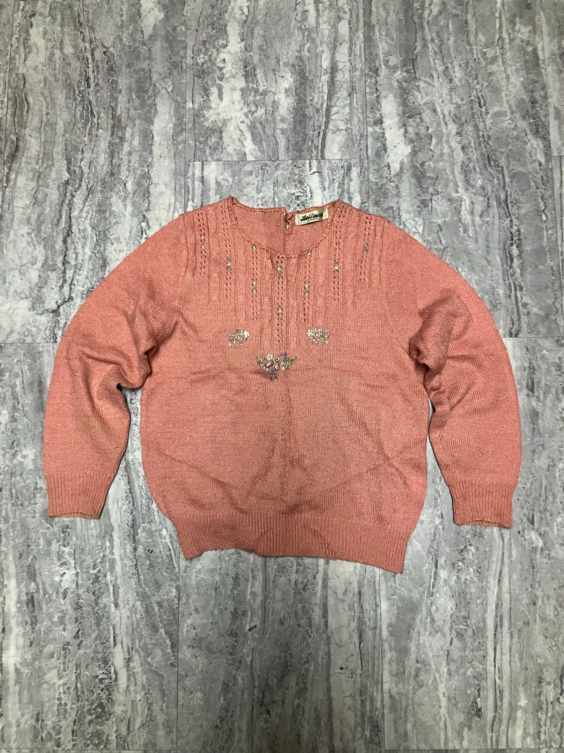 일본빈티지 Halfnoon 하구미모리걸 할메카지 니트스웨터 핑크 상품이미지1