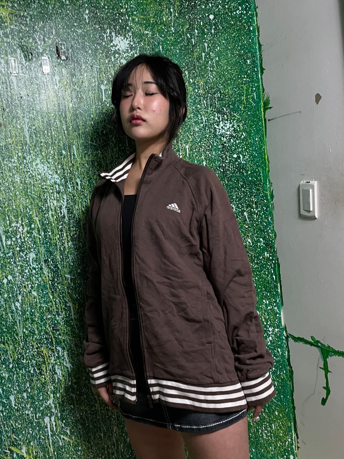 아디다스 대대장 초코 브라운 코튼 오버핏 져지 트랙탑 M 상품이미지3