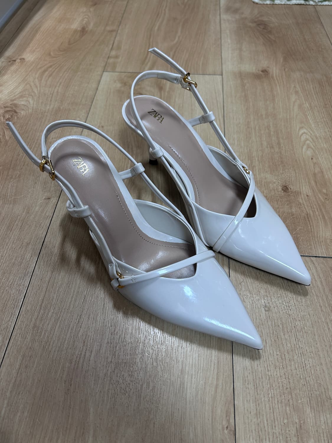 자라 아이보리 스트랩 슬링백 버클 힐 36 상품이미지4