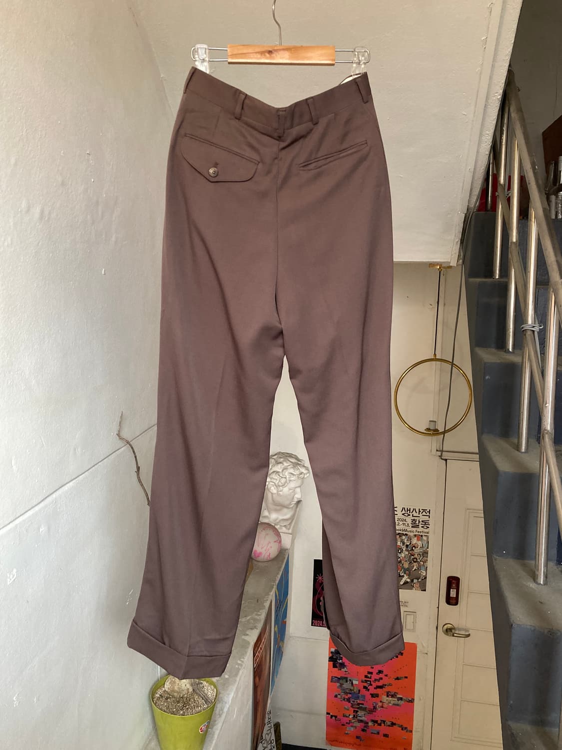 빈티지 브라운 핀턱 슬랙스 상품이미지5