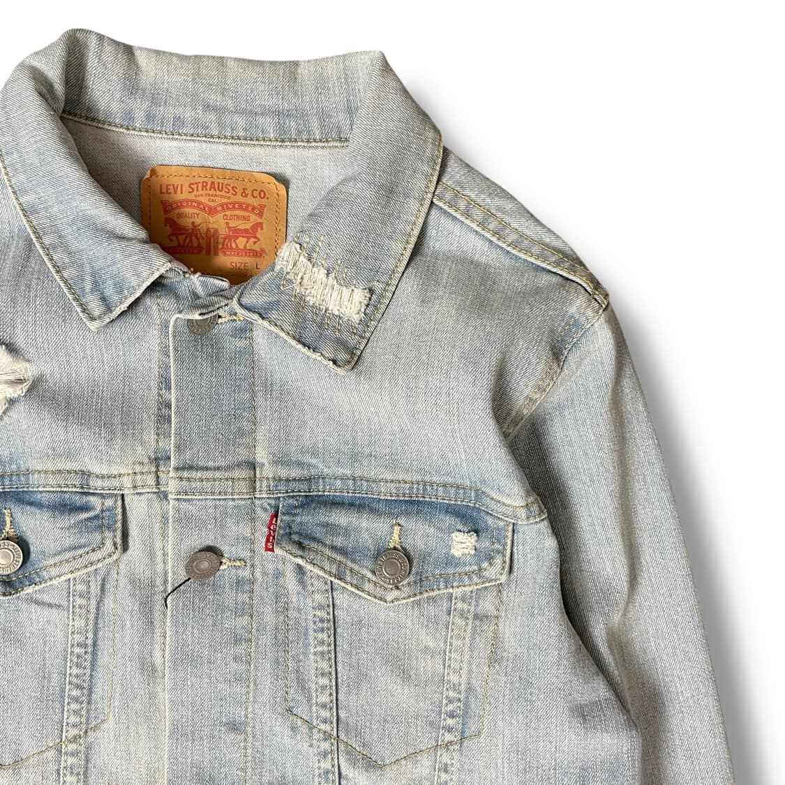 리바이스 연청 워싱 스판 데님 자켓 L 상품이미지3