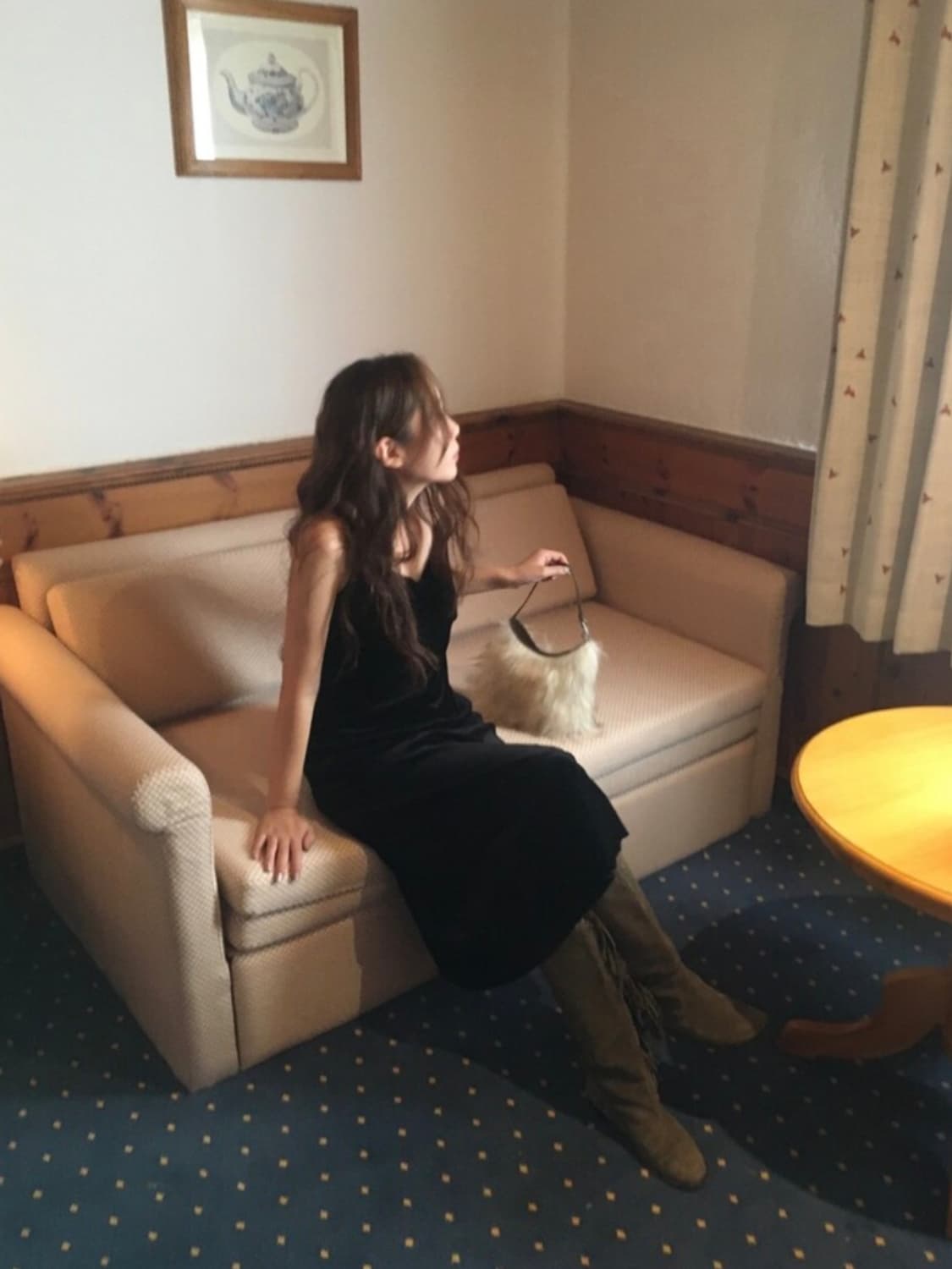 오트앤드 클래식 벨벳 원피스 상품이미지5