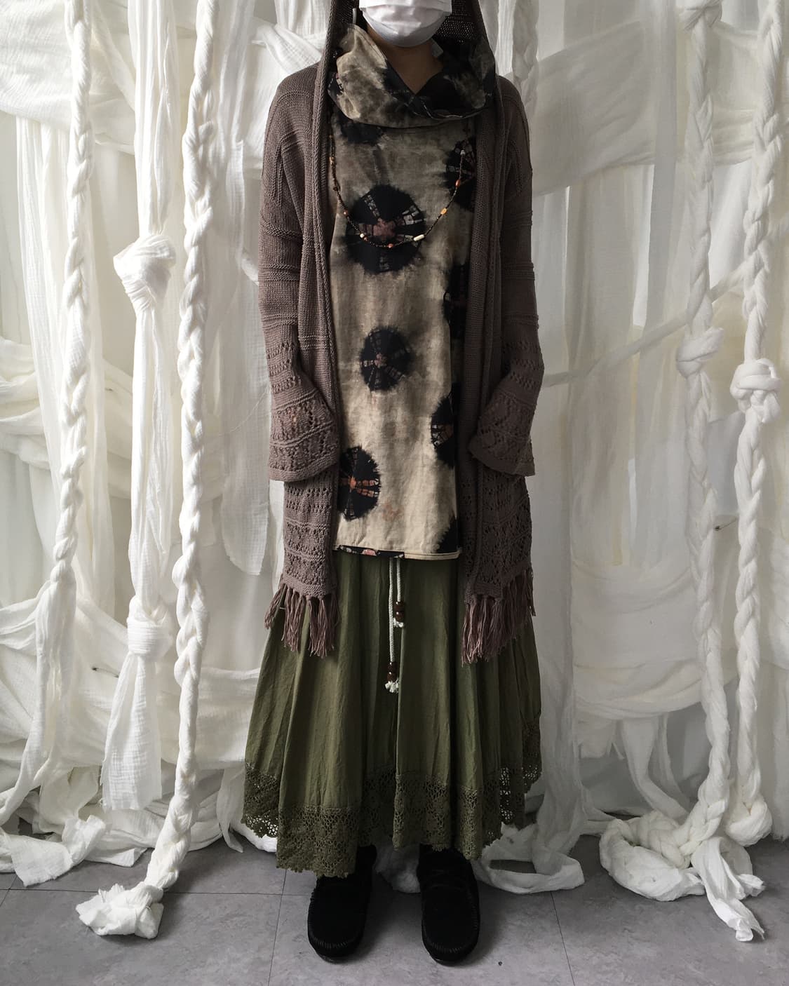 Fringe punching point knit hood open car 상품이미지9