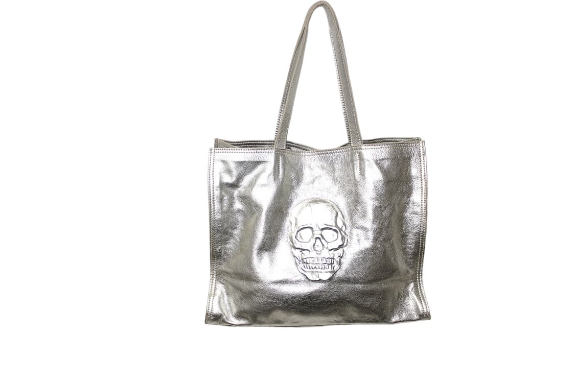 2000s ITALY 10 PELLE 메탈릭 스컬 토트백 상품이미지1