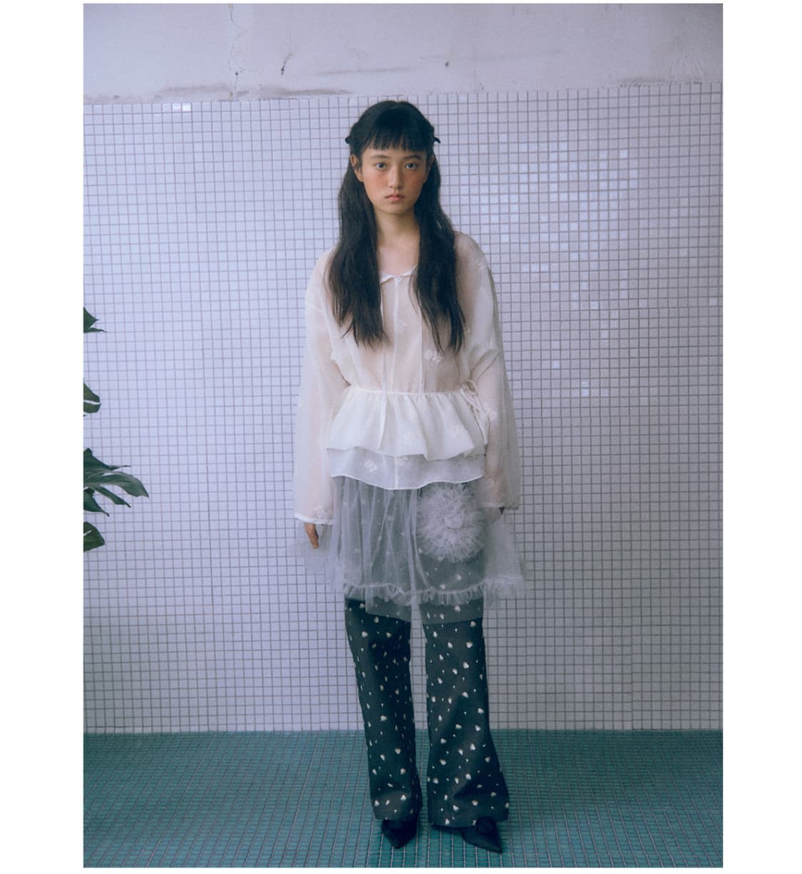 호쿠스포쿠스 poncho layered blouse ivory 상품이미지5