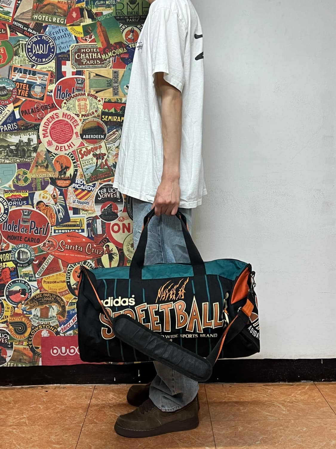 90s 아디다스 올드스쿨 빅로고 프린팅 보스턴백 망치백 토트백 가방 상품이미지2