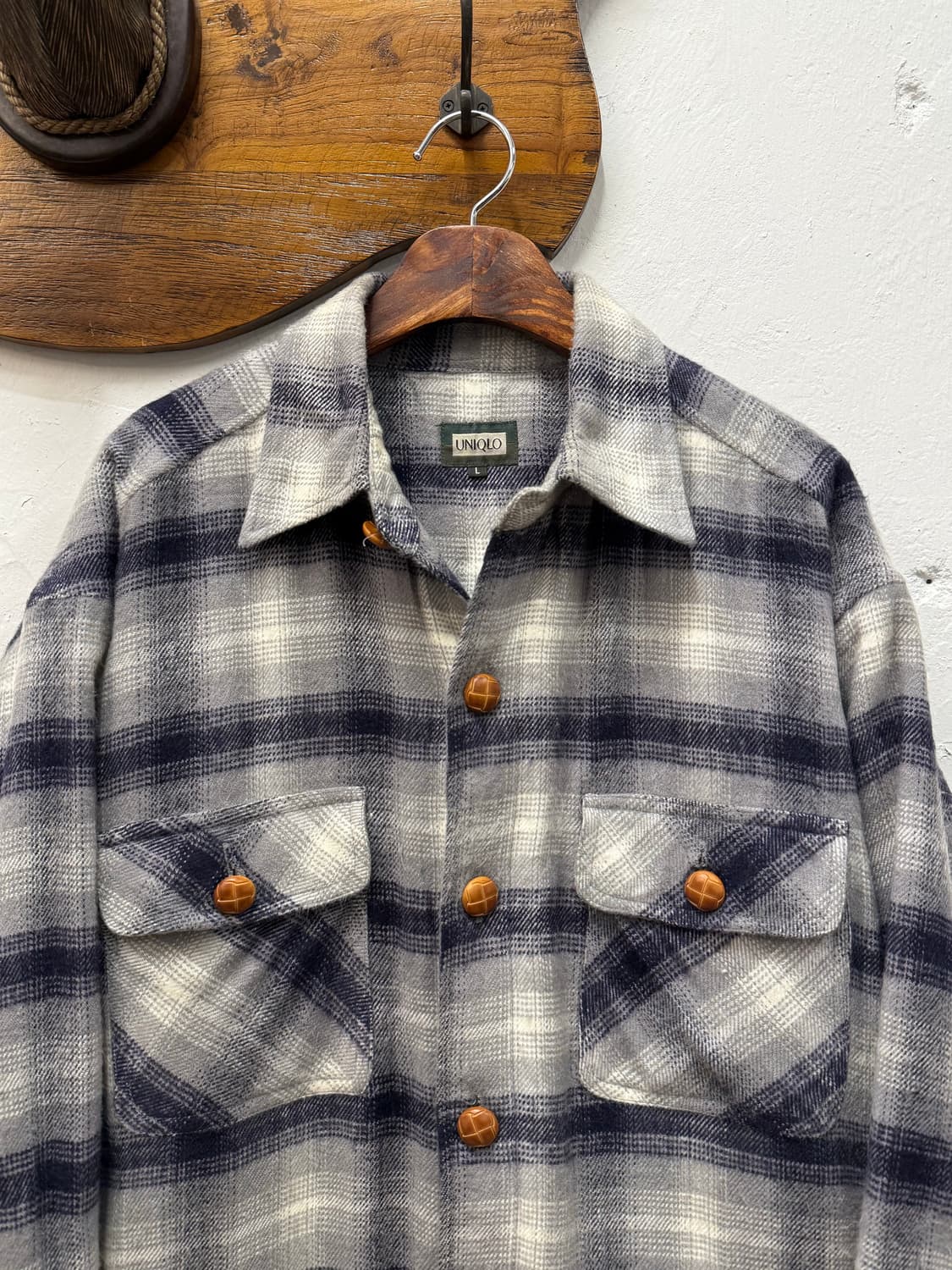 L) Old UNIQLO Boa-Lined Plaid Flannel Sh 상품이미지2