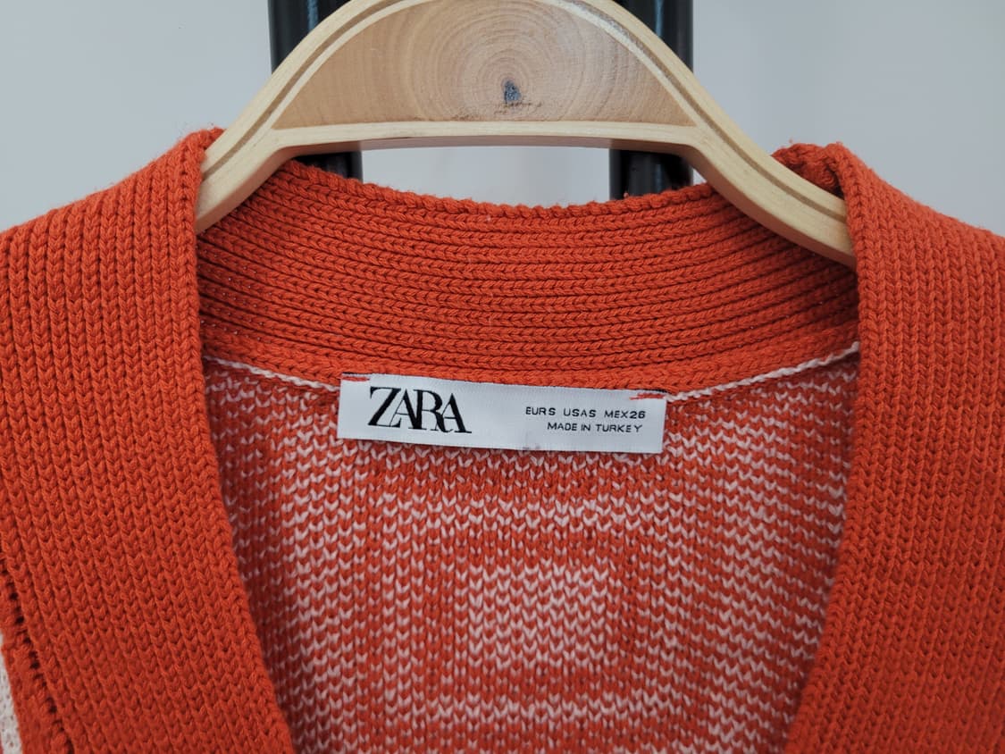자라 플라워 패턴 오렌지 니트 가디건 S사이즈 55~77 상품이미지4