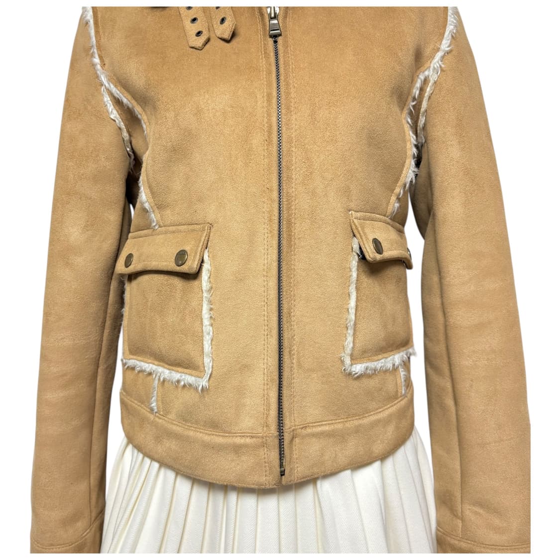 3734 브라운 안감퍼 무스탕 자켓 상품이미지3