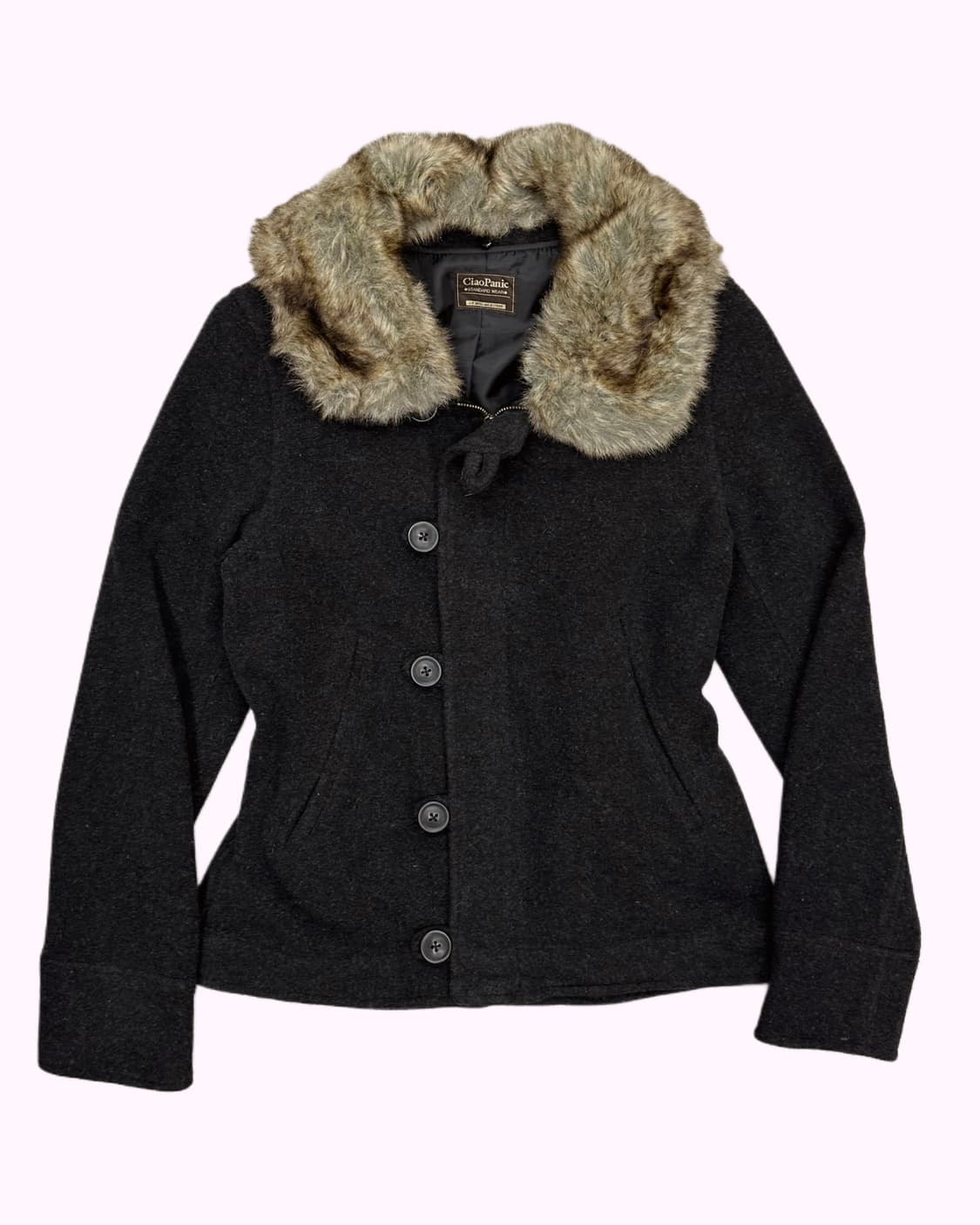 charcoal wool fur collar jacket 상품이미지1