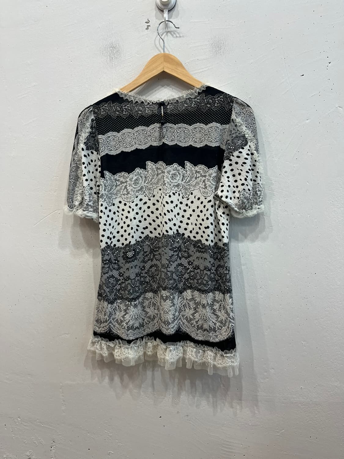 ZIN KATO JPN 도트 레이스 반팔 블라우스 상품이미지4