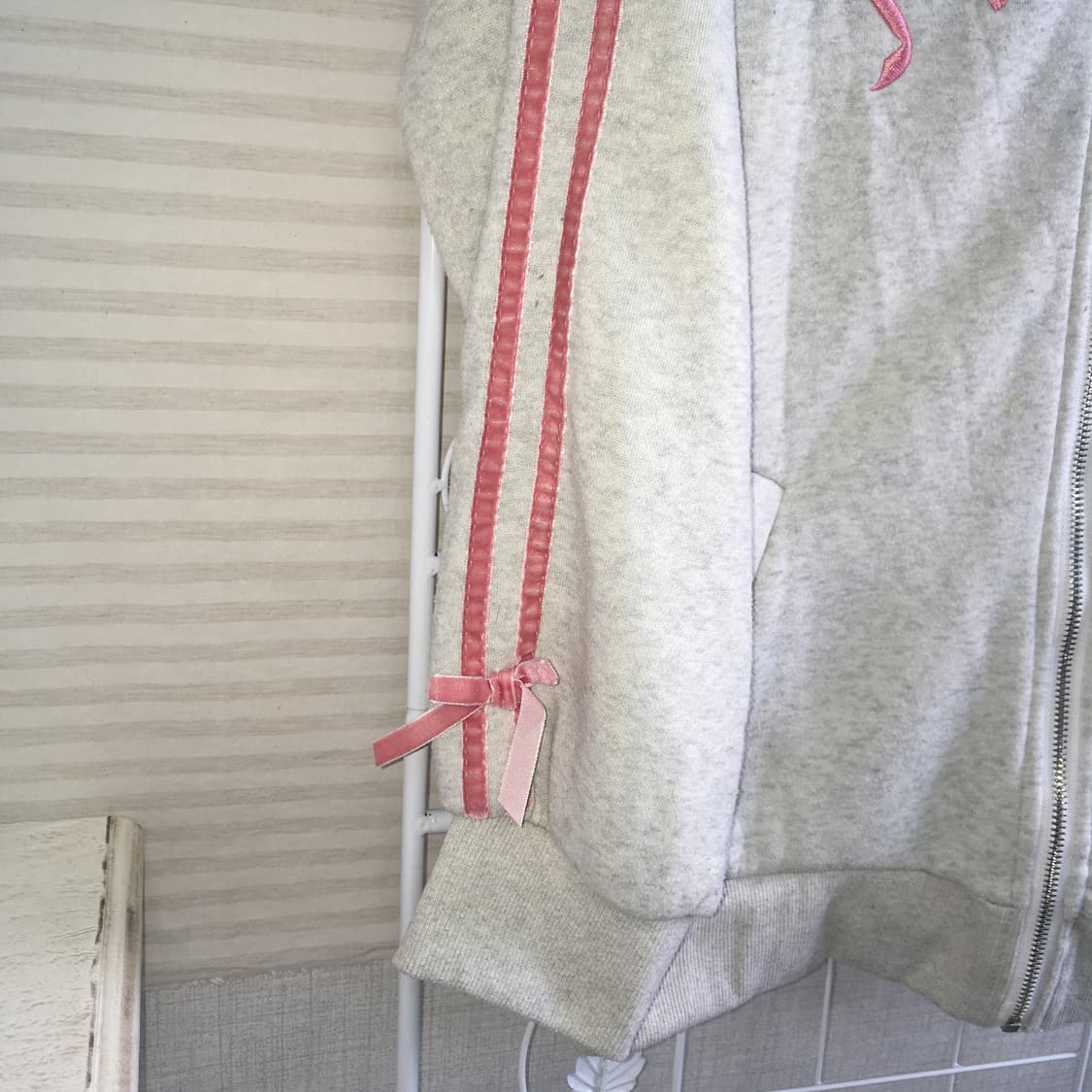 jpn vintage melange gray ribbon velvet j 상품이미지7