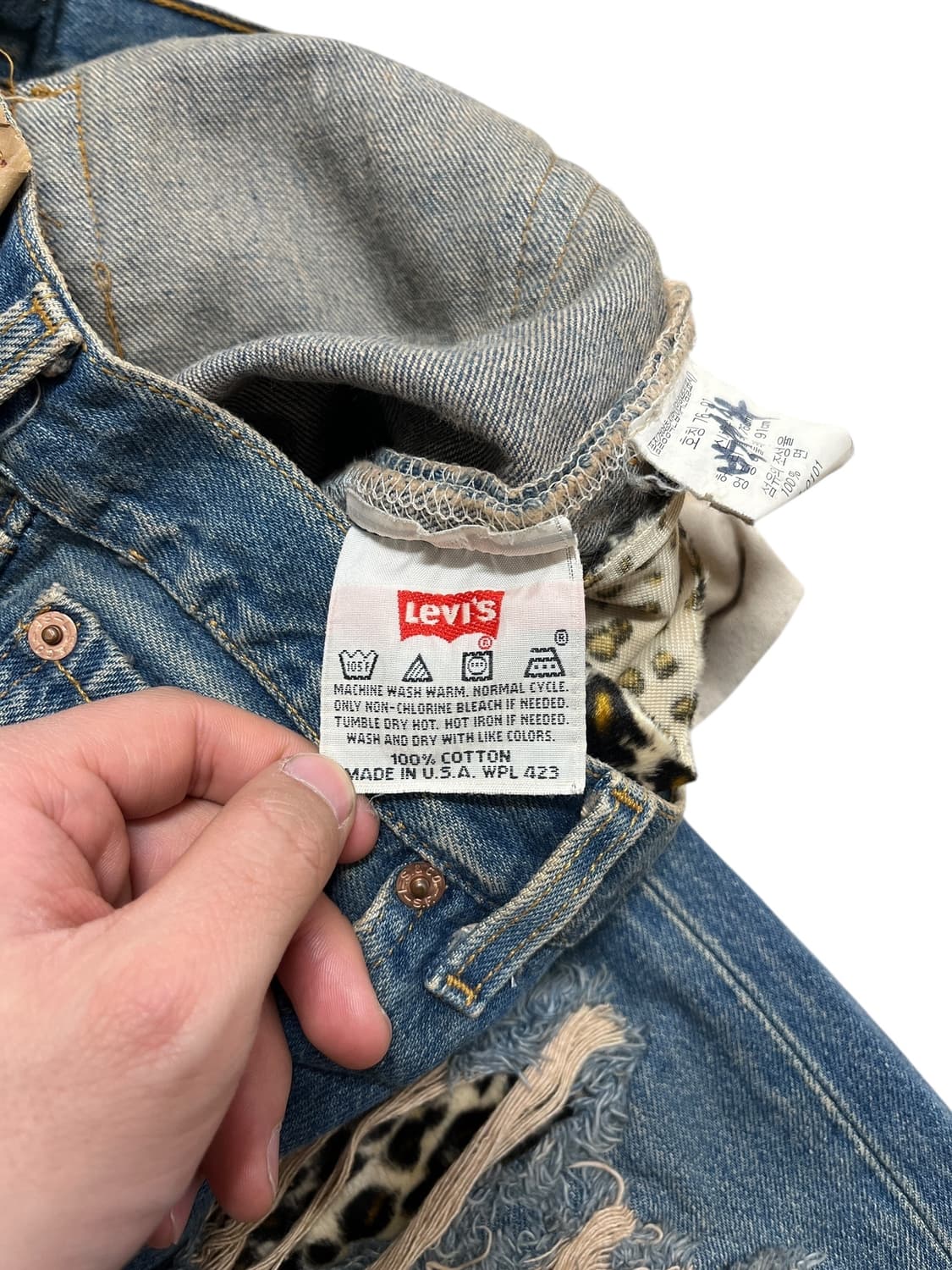 90s 리바이스 501 레오파드 커스텀 데님 상품이미지8