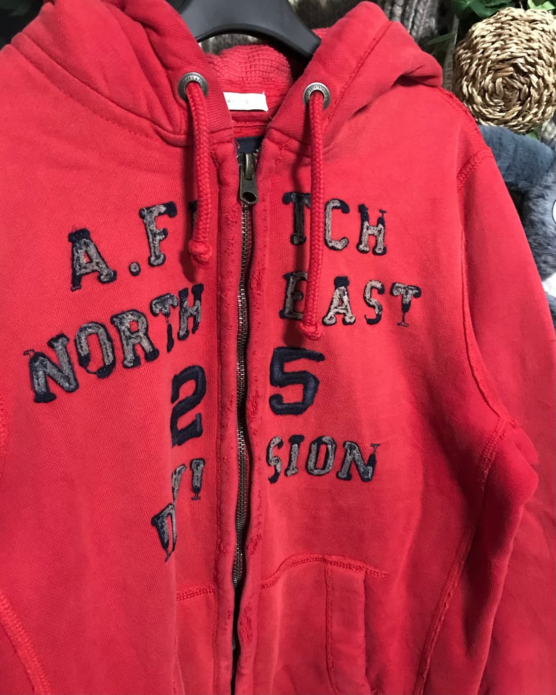 아베크롬비 레드 데미지 스웻 후드집업 상품이미지3