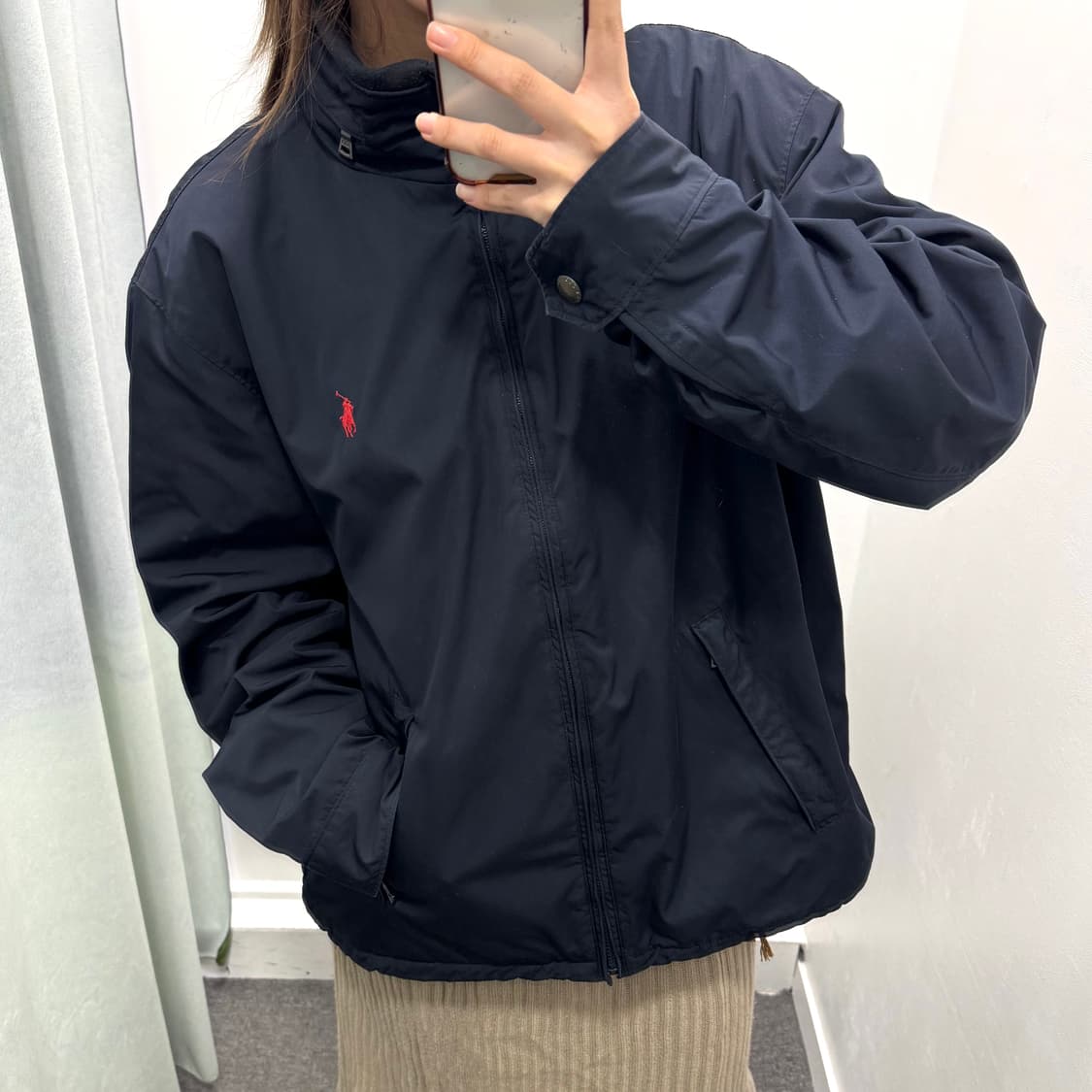 폴로 네이비 폴리쉘 기모안감 블루종 자켓 상품이미지2