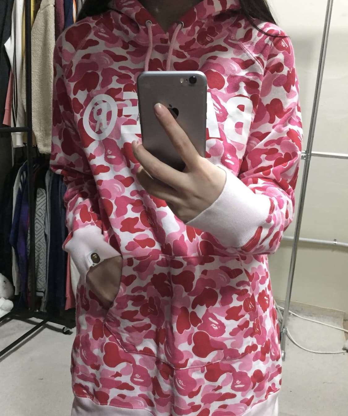 베이프 핑크 ABC 카모 후드티 상품이미지1