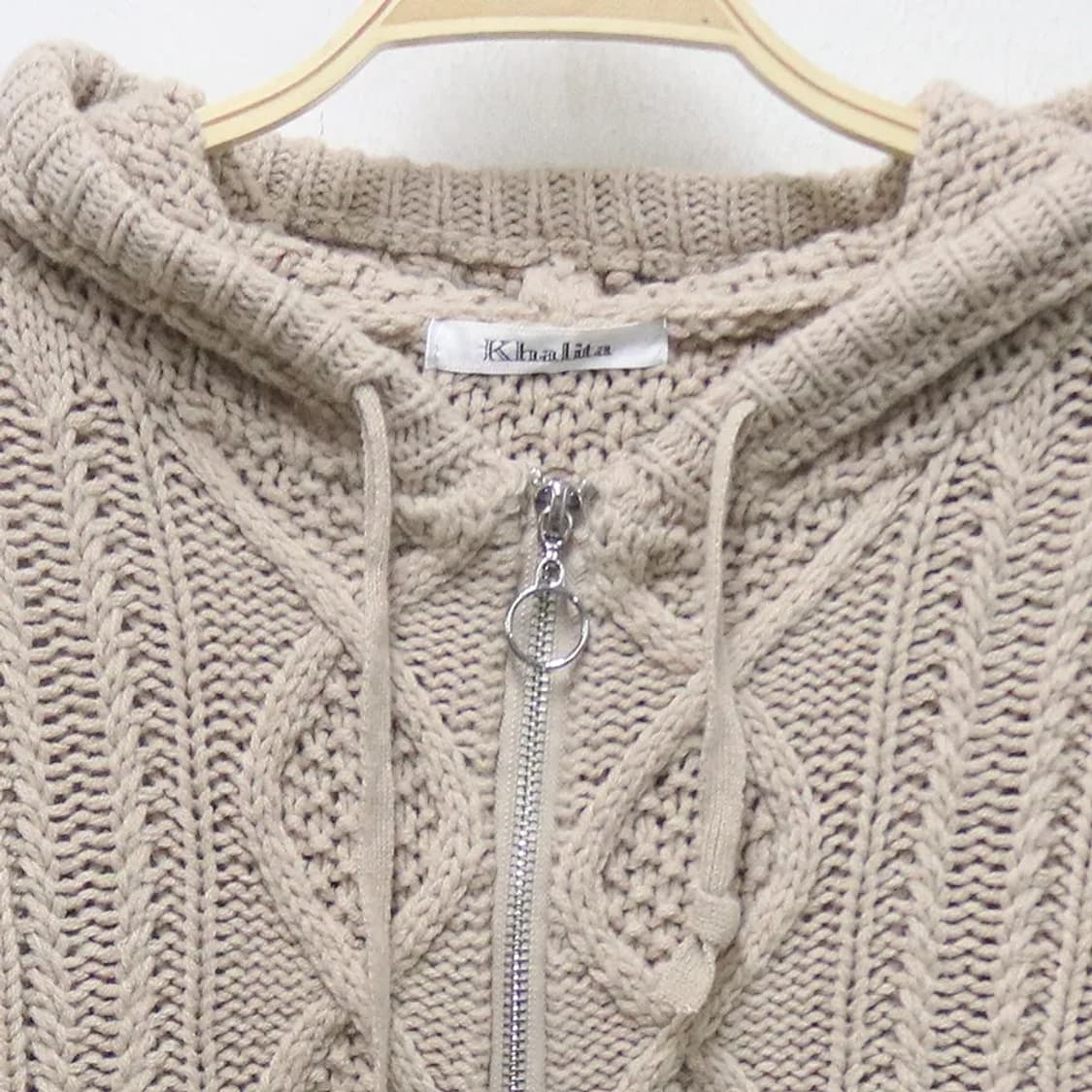 KHALITA 베이지 니트 후드 집업 60177 상품이미지3