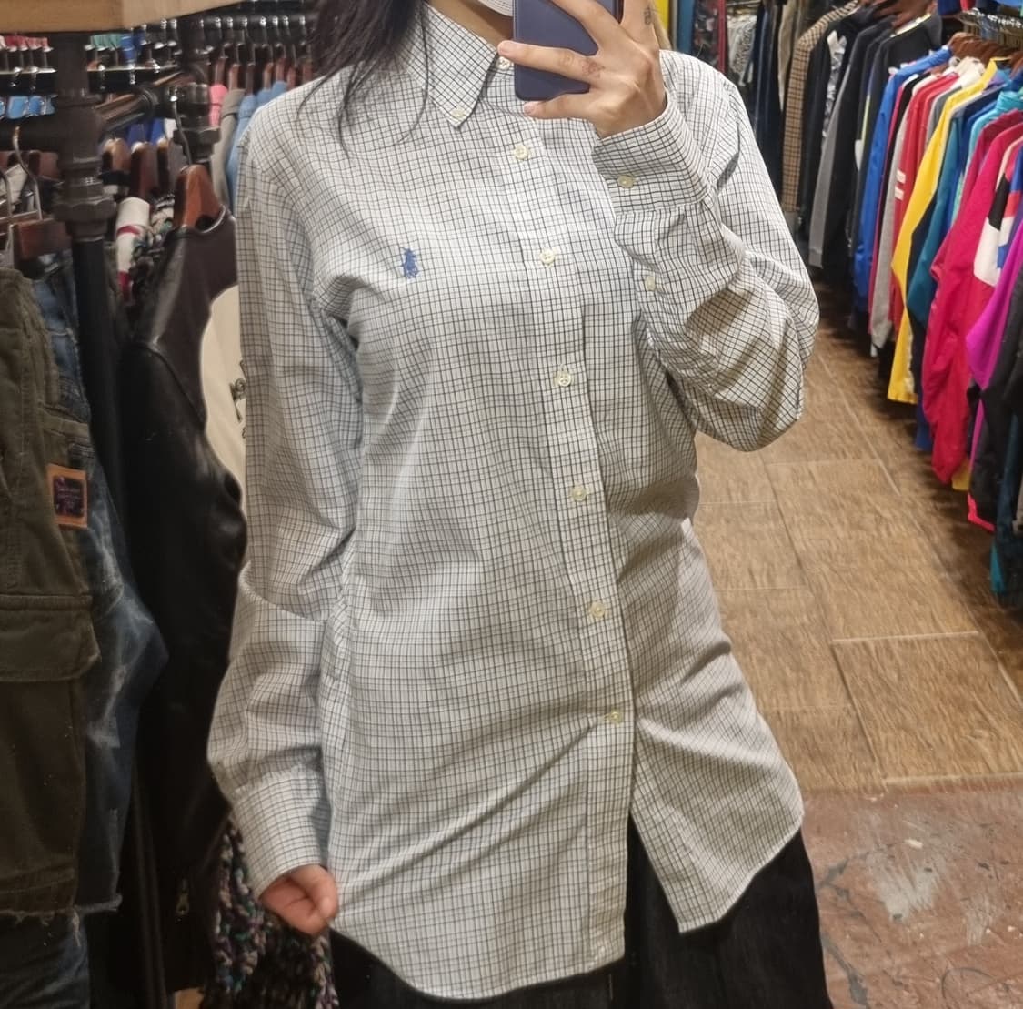 [Hi] 폴로 체크 긴팔셔츠 블루 상품이미지3