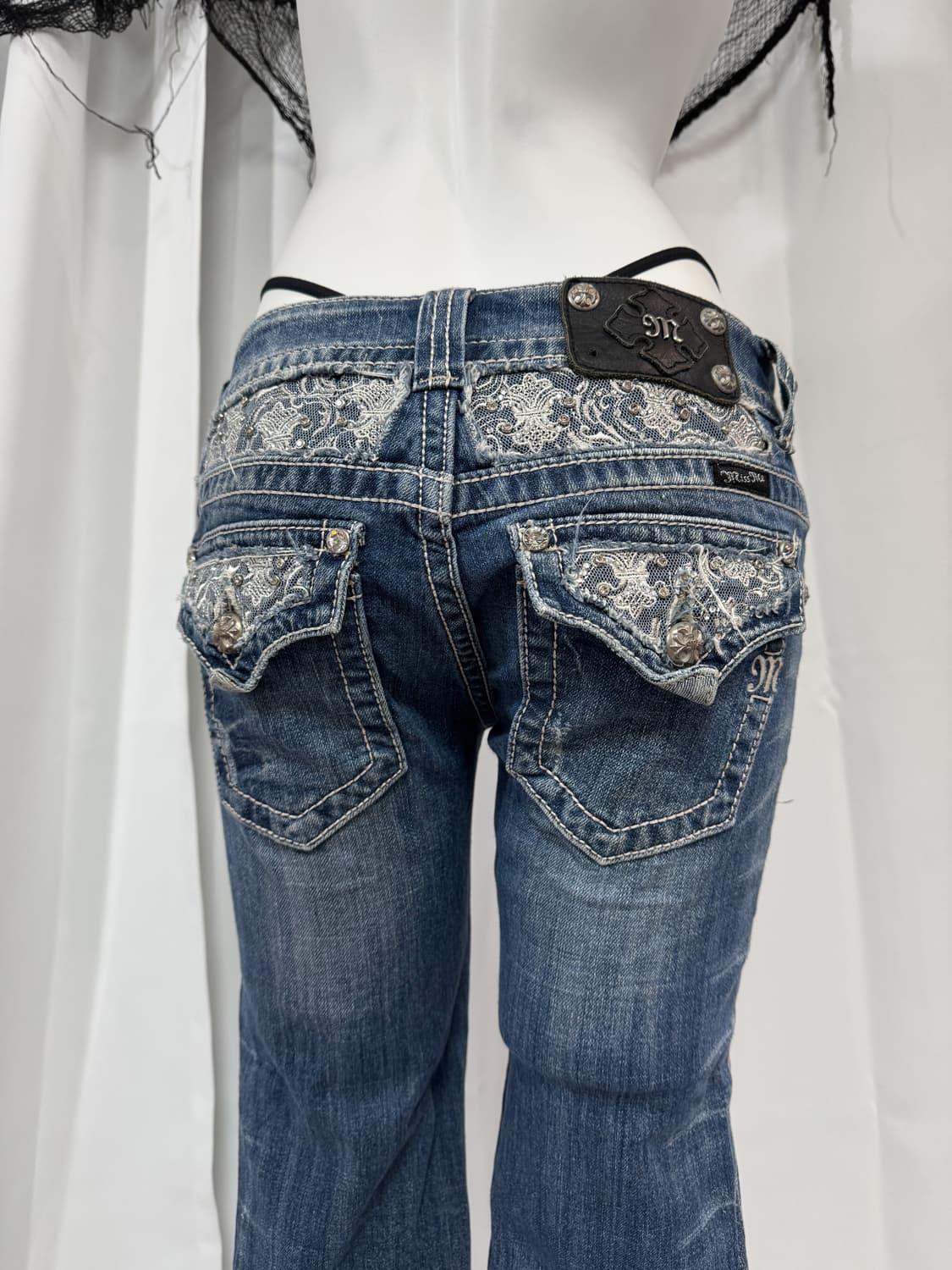 detail lace denim pants 상품이미지3