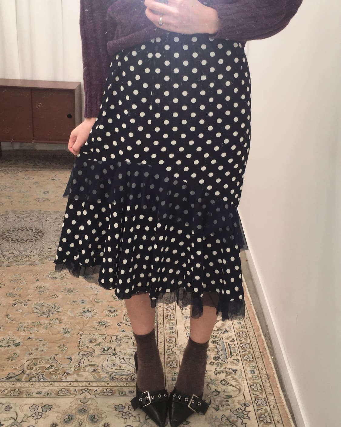 도트 네이비 롱스커트 상품이미지2