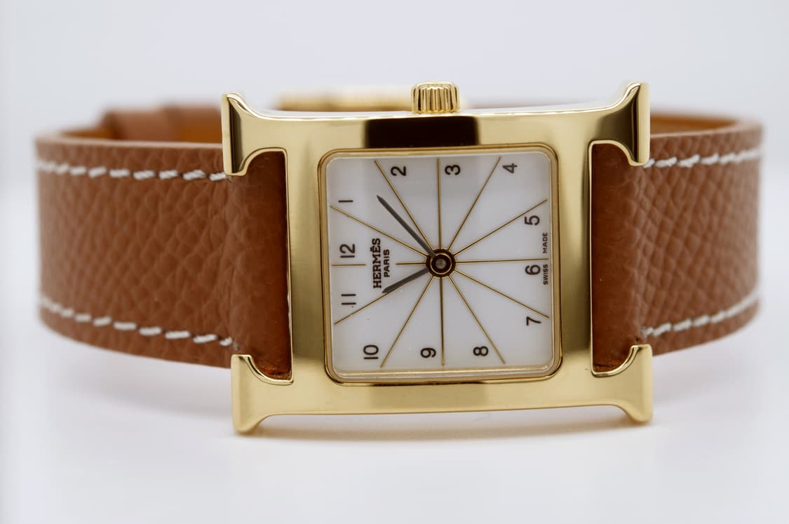 에르메스 H아워 금장 중고명품 손목시계 여성용 PM 사이즈 여성가죽시계 상품이미지4