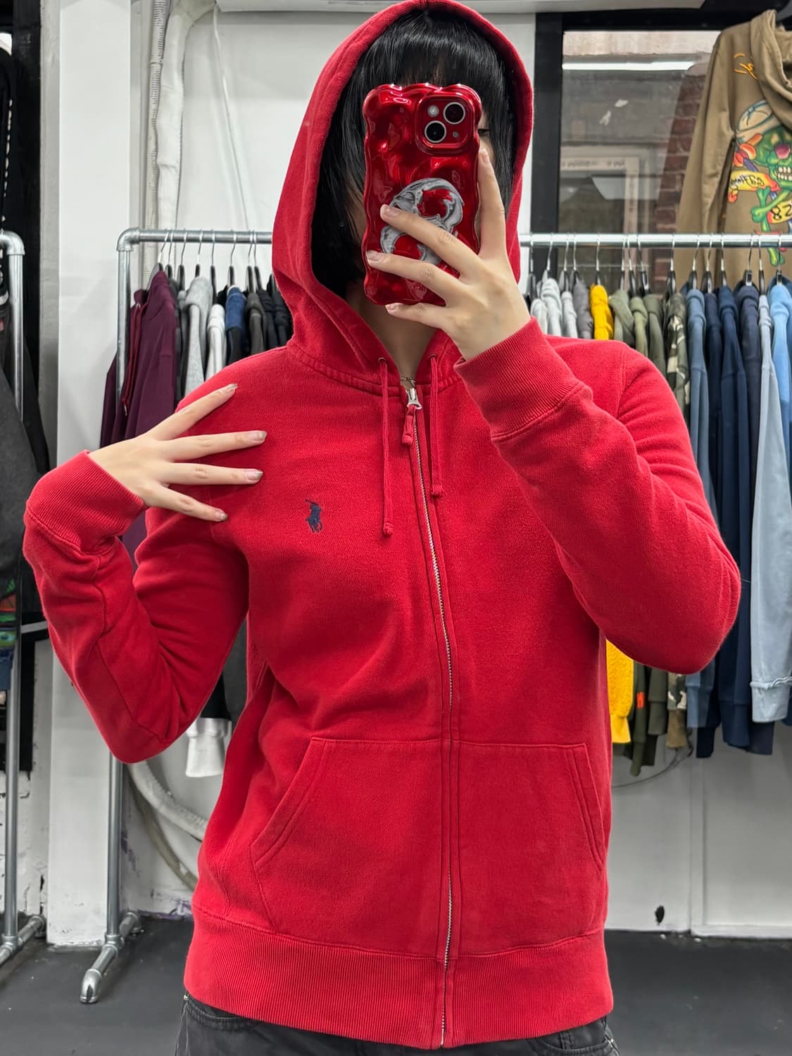 폴로 랄프로렌 레드 후드집업 상품이미지3