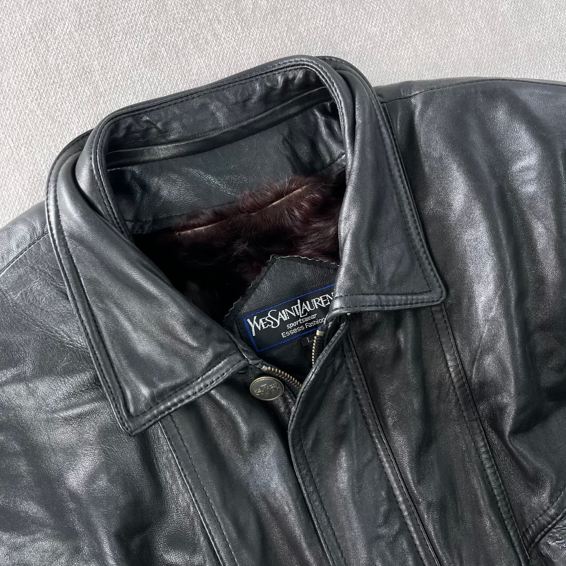 100 입생로랑 투웨이 퍼카라 램스킨 가죽 자켓 상품이미지3