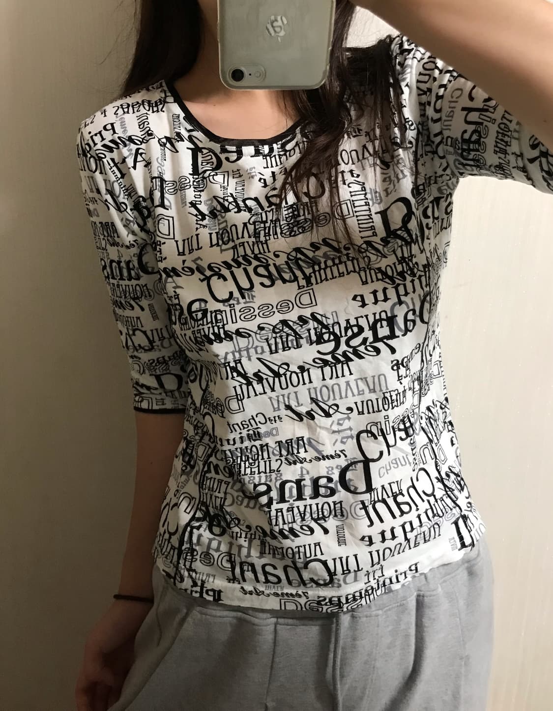 일본빈티지 y2k 레터링 디테일 7부 롱슬리브 상품이미지1