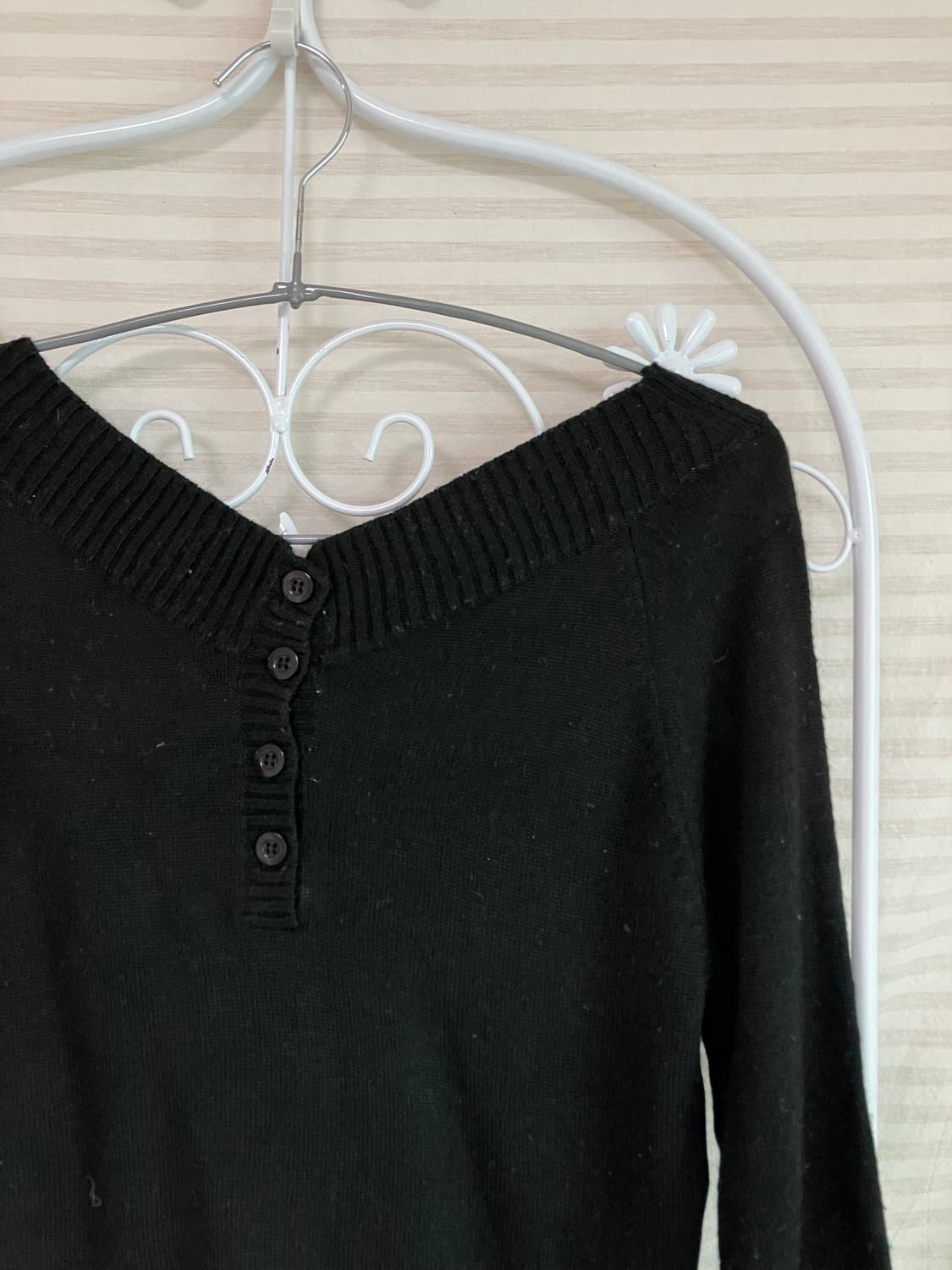 ​빈티지 블랙 버튼 브이넥 니트 y2k 스트릿 갸루 펑키 일본빈티지589 상품이미지3