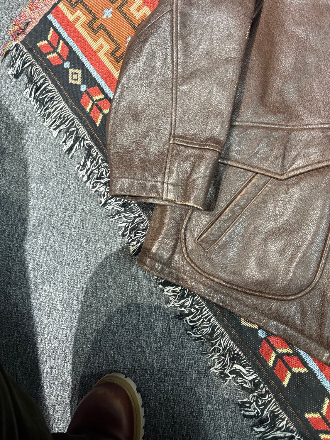 빈티지 소가죽100% 레더 자켓 상품이미지5