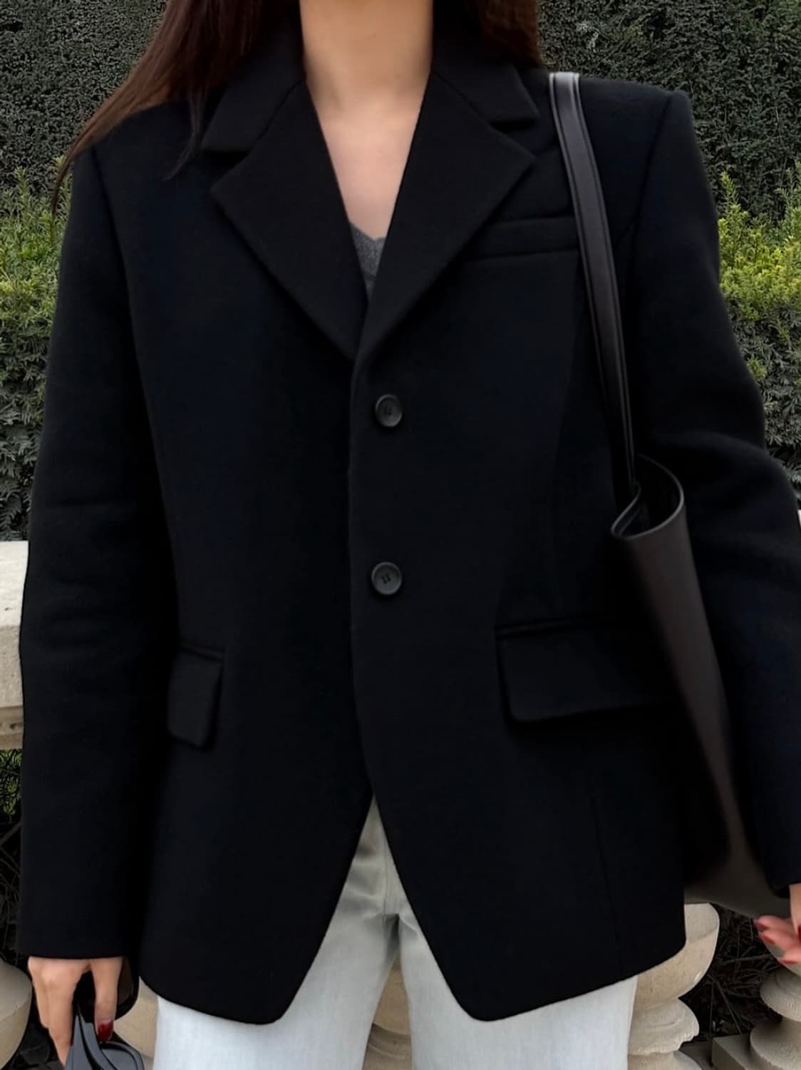 BRONN 브론 캐시미어 울 블랜드 자켓 블랙 하객룩 코트 상품이미지1