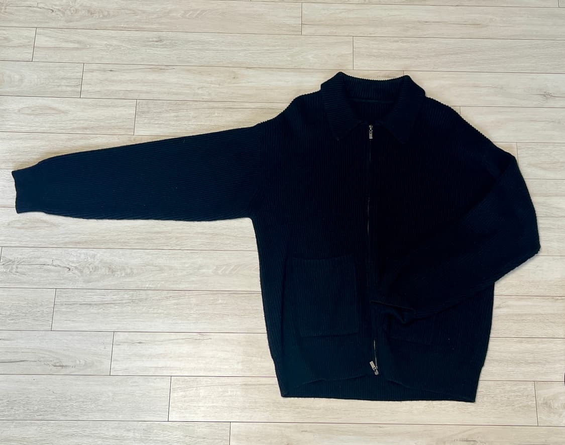 니트 집업 가디건 블랙 상품이미지2