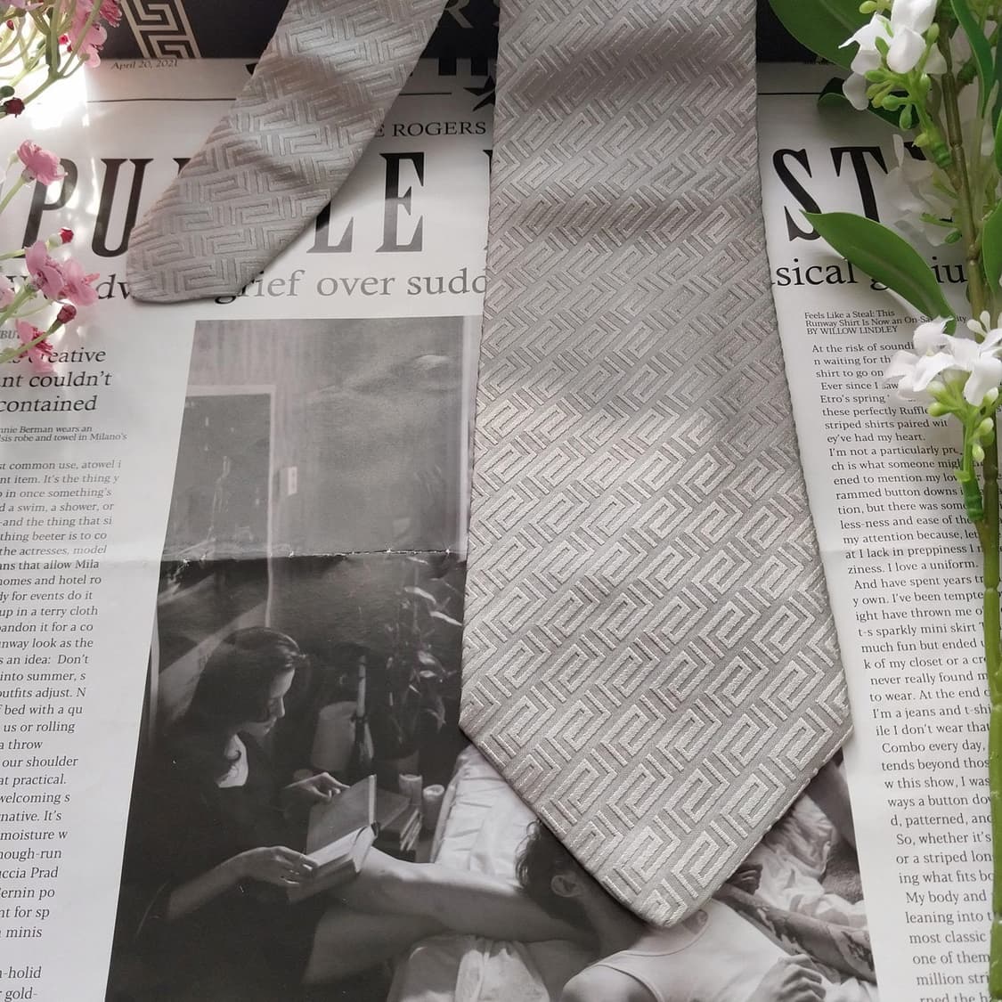 베르사체 실크 시그니처 자카드 넥타이 8.7cm A+등급 K1640
 상품이미지4