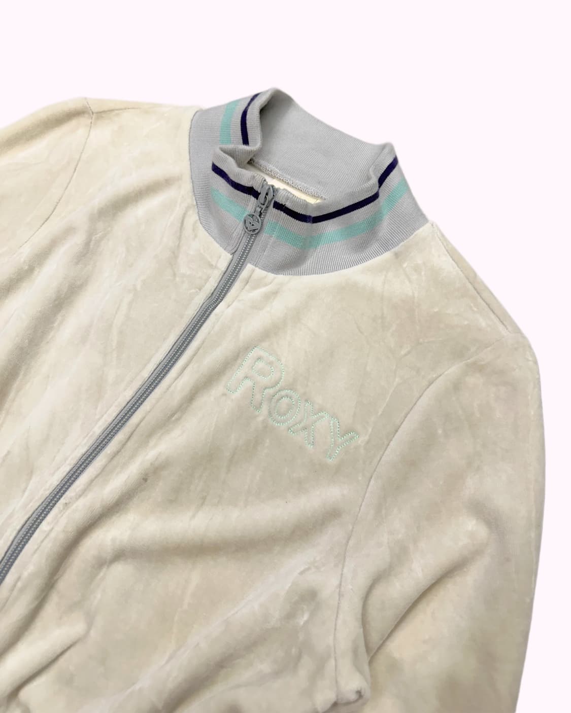 ROXY logo ivory velvet zip-up 상품이미지2