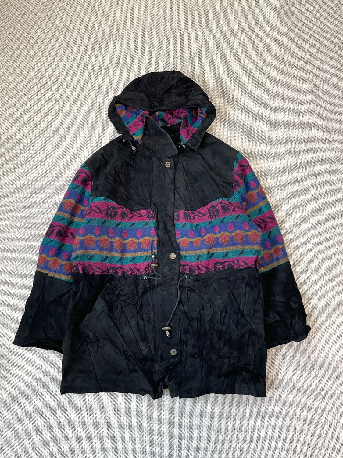 빈티지 스웨이드 에스닉 패턴 후디드 파카  J03670 상품이미지1