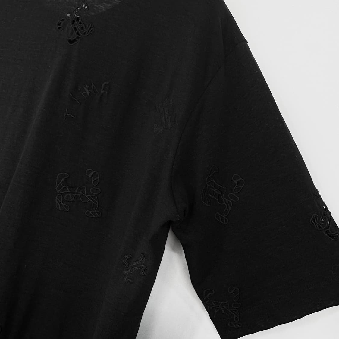 타임 TIME 아일렛 로고 린넨 반팔 티셔츠 상품이미지2