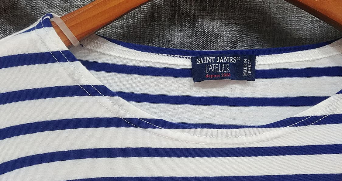 세인트제임스 레반트 모던 스트라이프 반팔 (화이트/블루, 여성 M) 상품이미지6