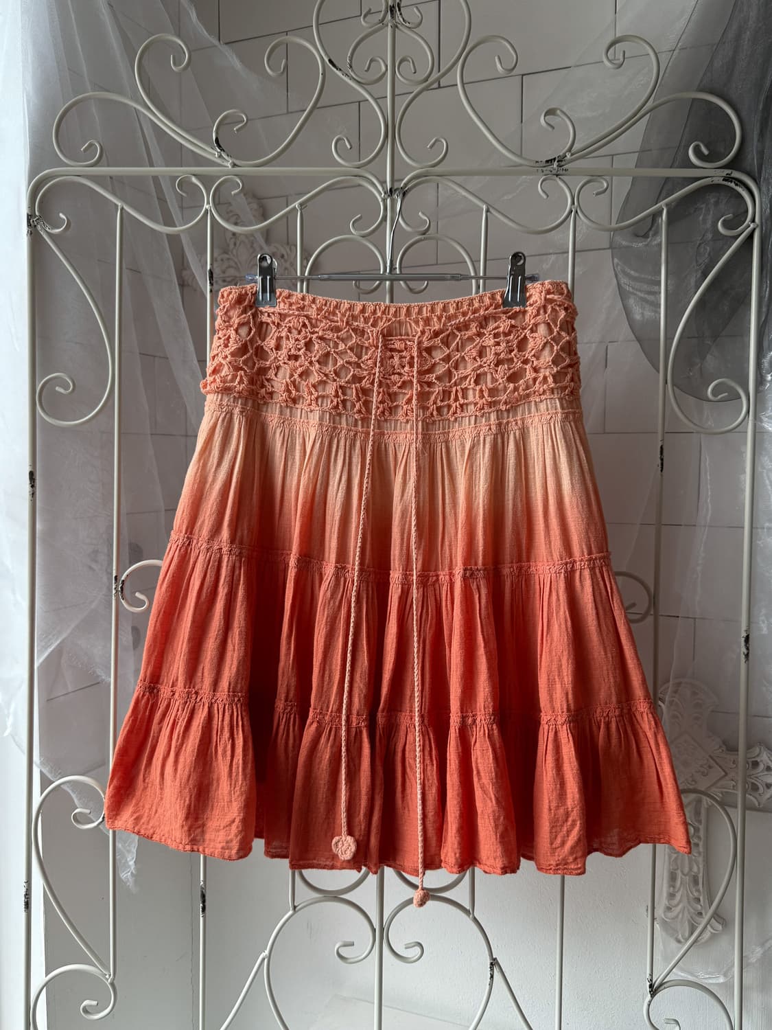 Crochet Belt Gradation Linen Skirt 0375 상품이미지1