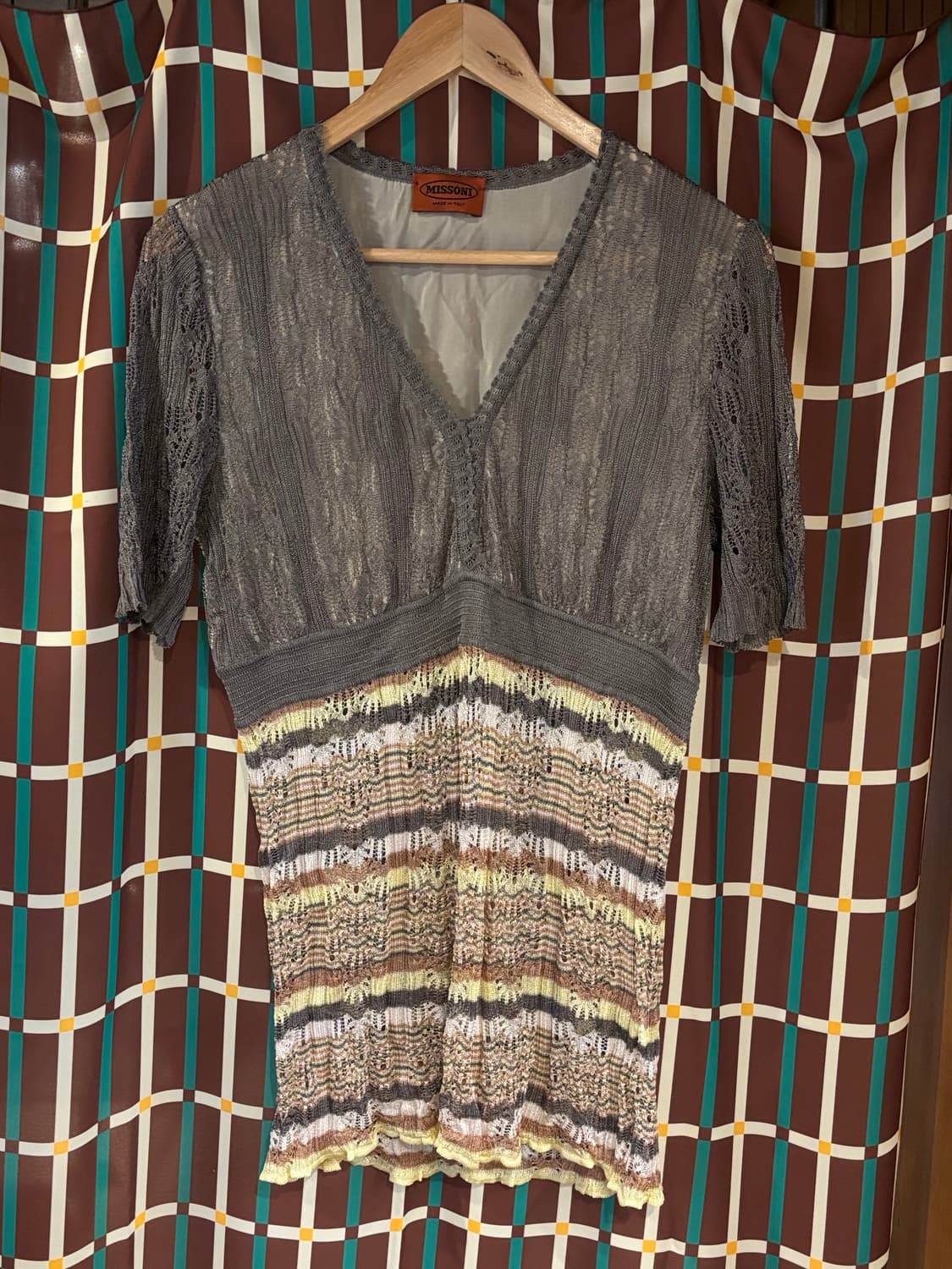 미쏘니 니트 원피스 그레이 멀티컬러 상품이미지1