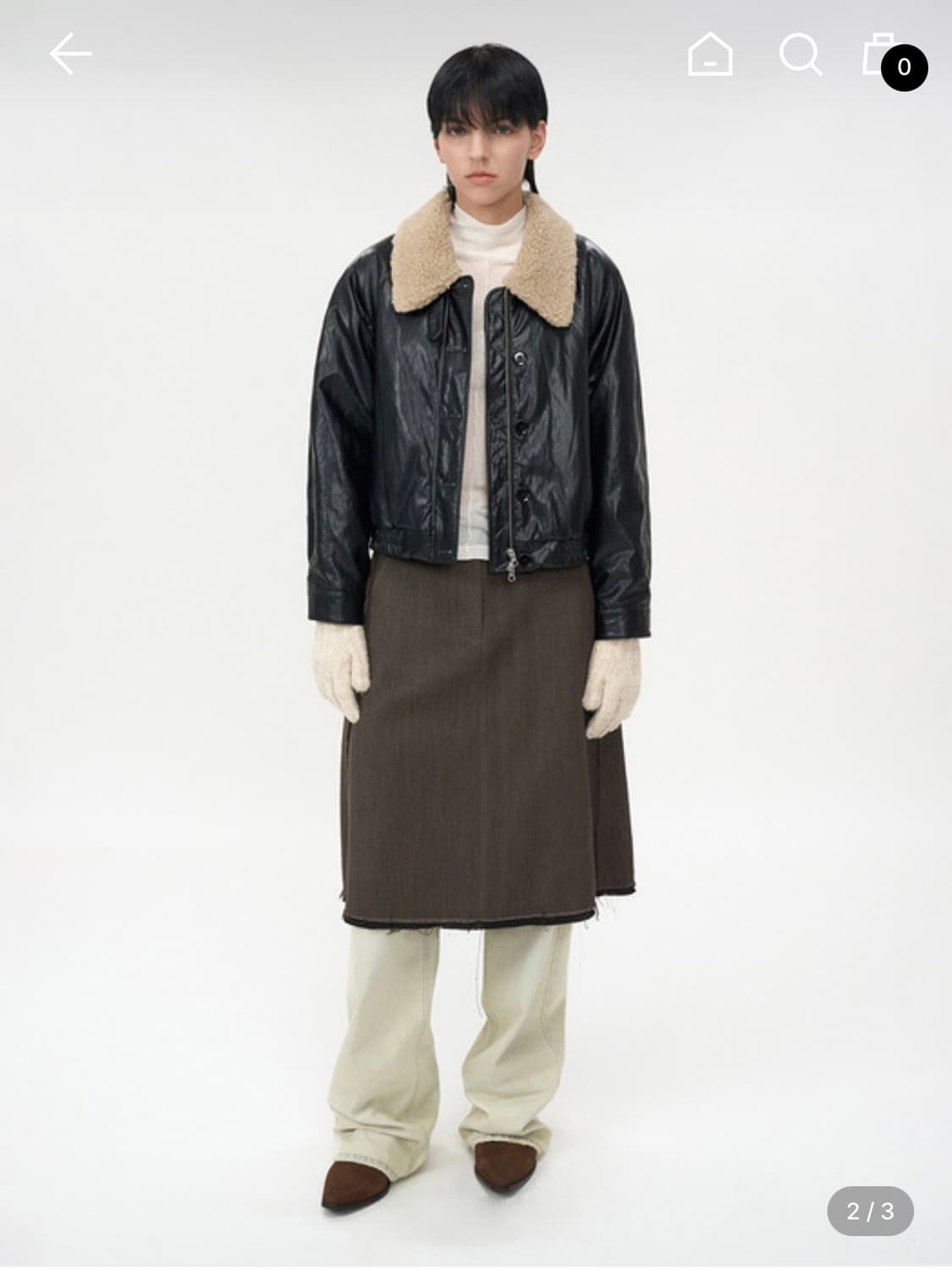 인사일런스 디태처블 퍼 레더 블루종 BLACK 상품이미지2