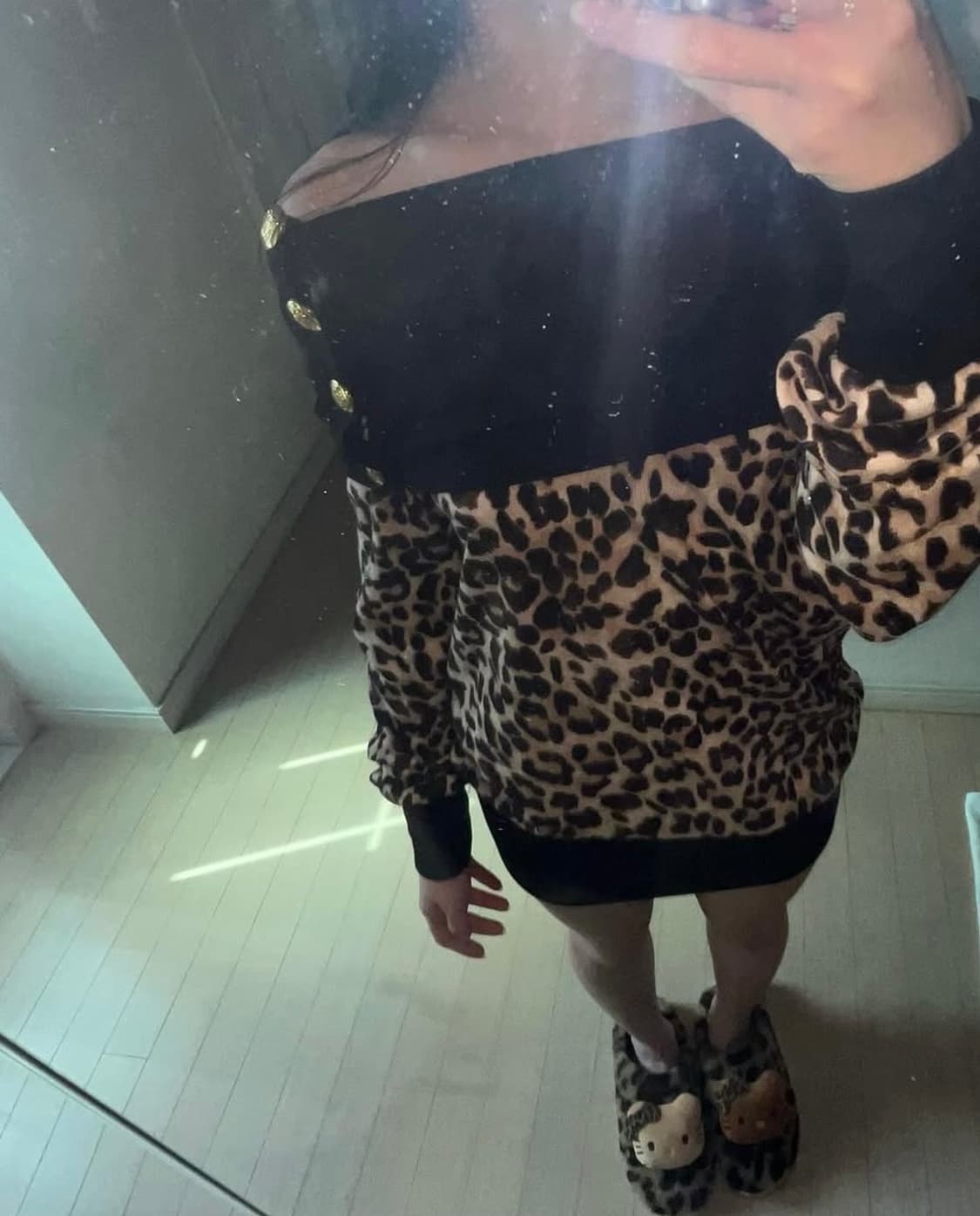 레오파드 금장 오프숄더 원피스 오네갸루 헤이세이 갸루 대장템 상품이미지1